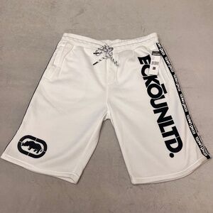 Ecko Unltd White Athletic Shorts Men Size L NWT Big Logo Streetwear Gym